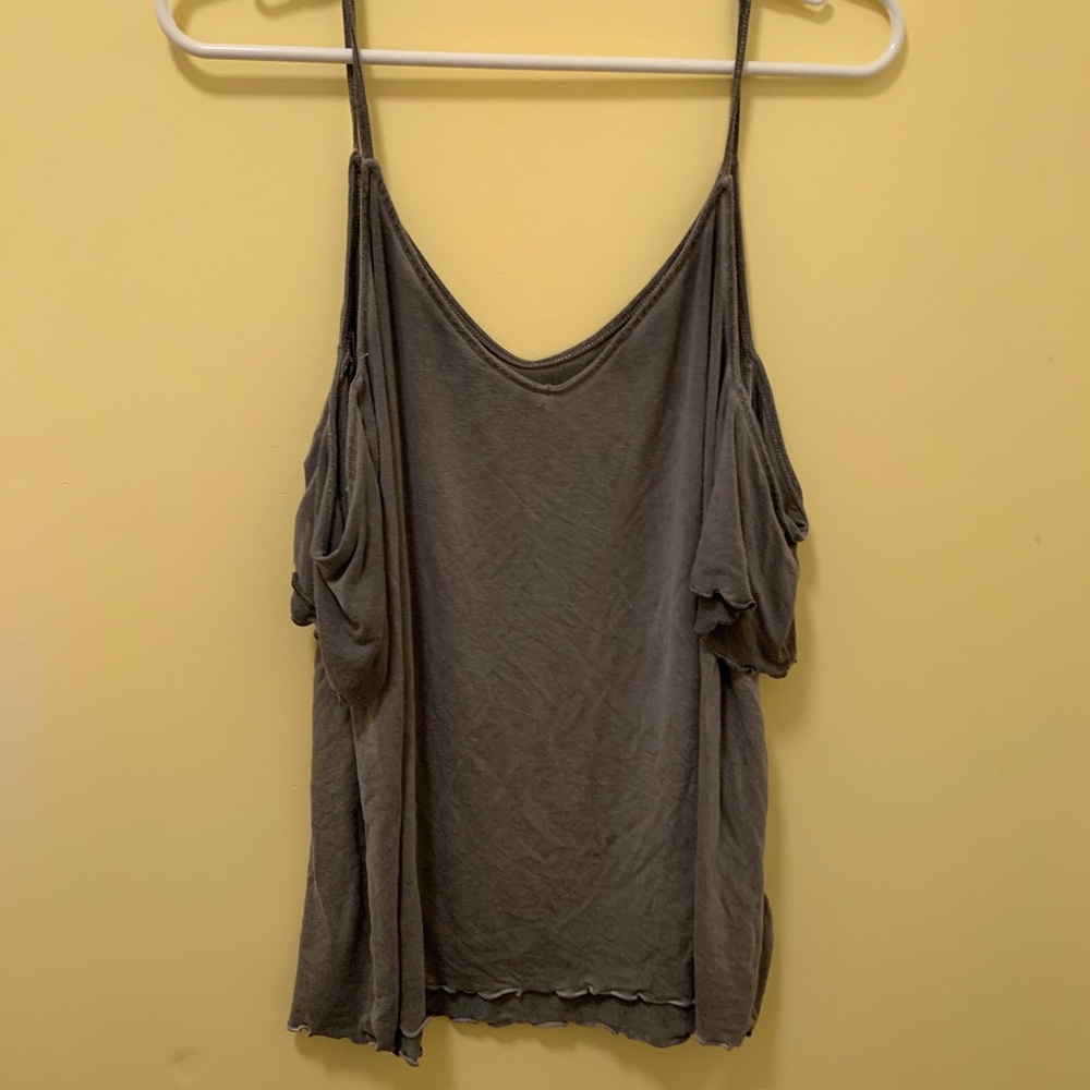 dark gray off the shoulder top